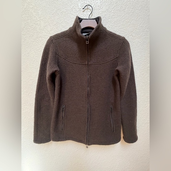 Ibex Nicki Loden Merino Wool Jacket S Brown “Black Coffee” 100% Wool Made in USA